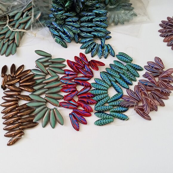 Unique Colorful Czech Dagger Glass Beads - Picture 1 of 5
